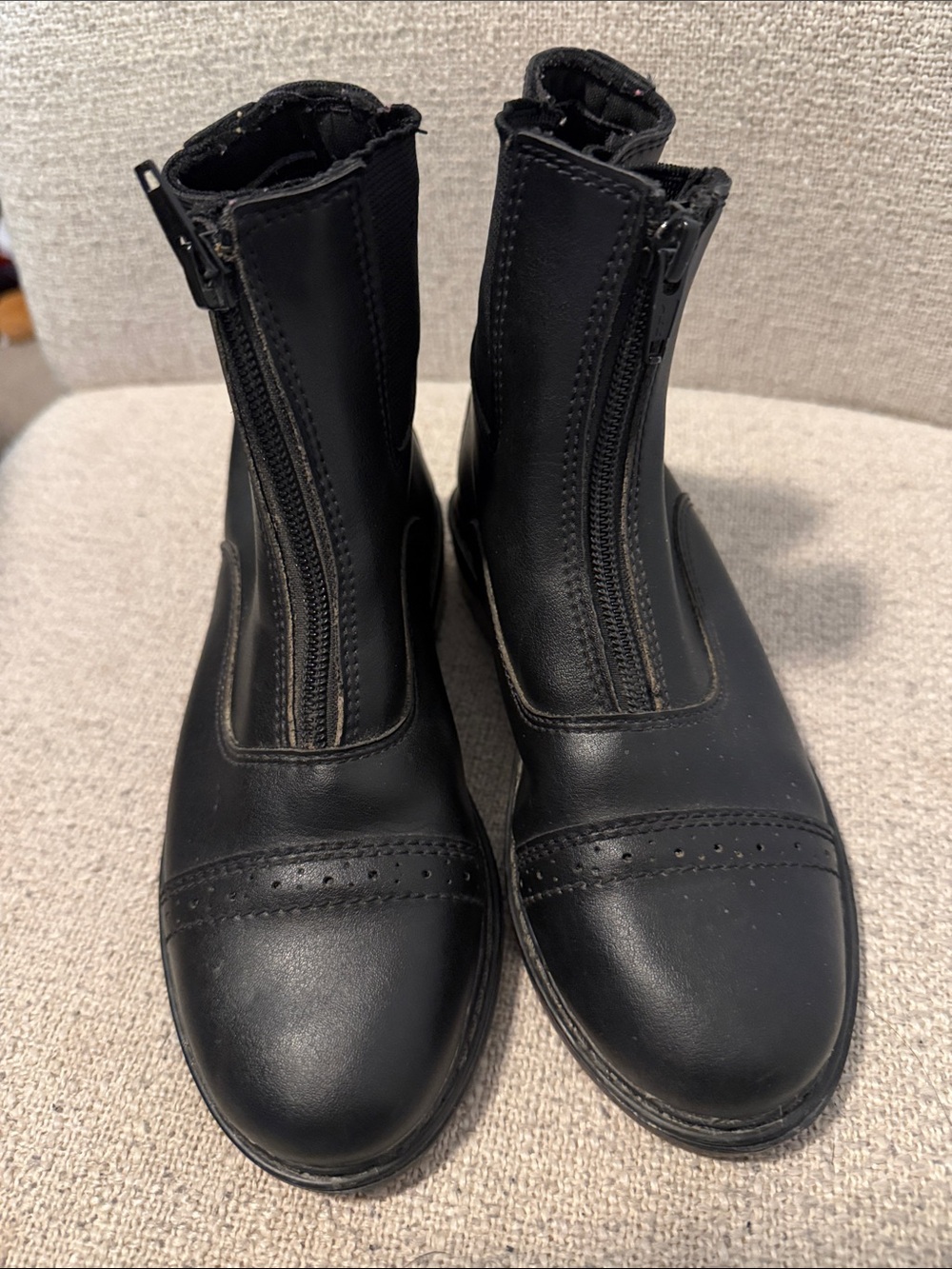 Children's Black Front-Zip Equestrian Style Boots